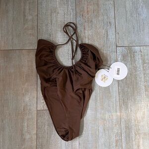 NWT PRINCESS POLLY BROWN ONE PIECE SWIMSUIT